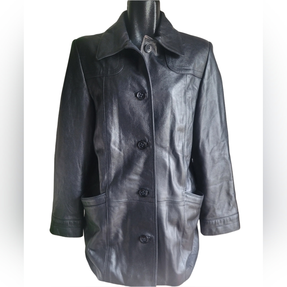 A&S Selections Vintage 90's Black Mid-length Lambskin Leather Jacket Size M